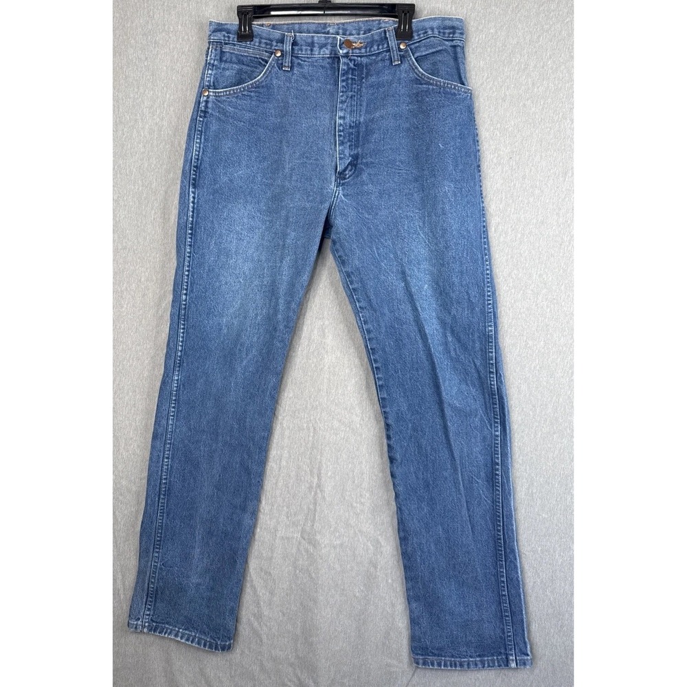 Wrangler 36x32 13MWZ Cowboy Cut Dark Wash 100% Cotton Denim Mens Jeans